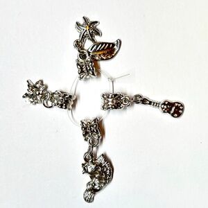 As Low As $2 Bright Silver European Style Charms Fish Guitar Starfish 4/PK